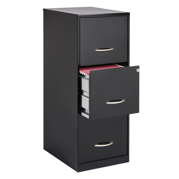 Space Solutions 18" Deep 3 Drawer Smart Letter Width Vertical File Cabinet, Black