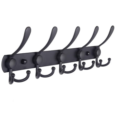 Hancelant Heavy Duty Anti Tear 5-Hook Coat Hook, Black