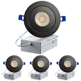 thumbnail image 1 of LED 3-Inch Black Gimbal Recessed Slim LED Pot Lights with Junction Box, Dimmable 7W 560LM, 4000K LED Ceiling Downlight, 4-PACK, 1 of 1