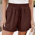 thumbnail image 2 of AherBiu Plus Size Shorts for Women Elastic Waist Drawstring Summer Casual Wide Leg Loose Fitting Solid Color Shorts, 2 of 7
