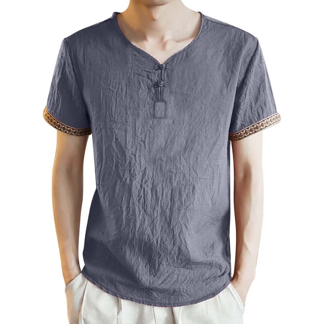 BOBOGOJP T-shirt à Col Rond pour Hommes, Manches Courtes Extensibles (Gris,TTG)