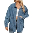thumbnail image 1 of Veste en Denim Funicet pour Femmes,Vestes pour Femmes,Veste en Denim pour Femmes à Col à Revers Coloré, Manches Amincissantes, Veste en Denim Femme,Veste en Denim Femme, 1 of 5