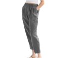 thumbnail image 1 of Woman Solid Color Cotton And Linen Loose Casual Wide Leg Nine-Quarter Pants, 1 of 7