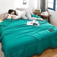 thumbnail image 4 of VogueV Queen-Size Cooling Comforter 170x200cm - Temperature-Regulating Bedding Green, 4 of 8