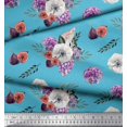 thumbnail image 2 of Soimoi polyester Crepe Fabric Fig,Succulent & Anemone Flower Print Sewing Fabric Yard 52 Inch Wide, 2 of 3