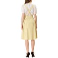 thumbnail image 3 of Unique Bargains Jupe Midi Plissée à Bretelles Rétro pour Femme à Taille Élastique Abricot m, 3 of 6