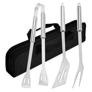 3pcs BBQ Grilling Tools Set with Storage Bag Stainless Steel Grill Spatula Fork Tong Barbecue
