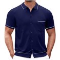 thumbnail image 1 of Birdeem Chemises pour Hommes Chemise à Manches Courtes Boutonnée Tricotée Col Rabattu Veste Fine, 1 of 12