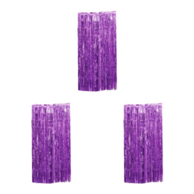 Youkk Rideau Ingrédients Sûrs Grand Application en Feuille Non Toxique Inodore Frange de Fond de Fête Violet 3*1m 3Ensemble