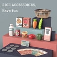 thumbnail image 4 of Cash Cash Register Toy Set for Kids Ages 3+ with Scanner Calculator Microphone Play Moneny Credit Card 7pcs Scanning Items Grocery Basket  Actions & Sounds Educational Toy, 4 of 7