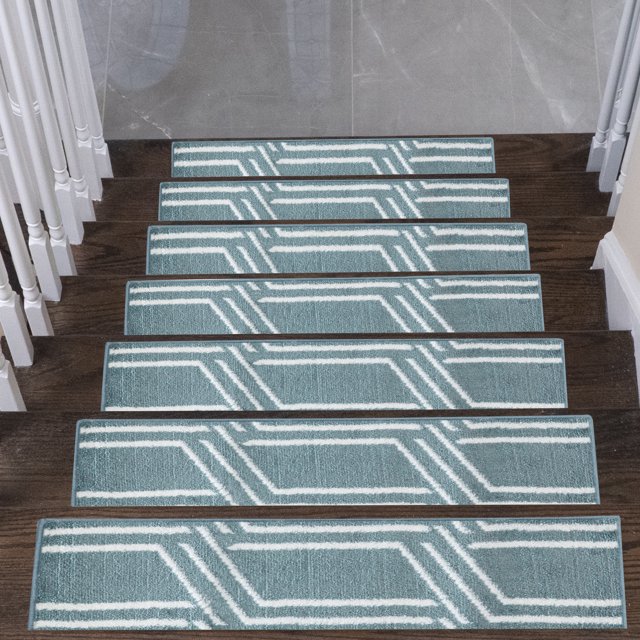 Plaza Collection Contemporary, Cozy, Vibrant and Soft Stair Tread Mats & Rugs, 9'' x 28''
