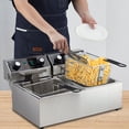 thumbnail image 4 of Ourlova 6/10/12L Commercial Electric Deep Fryer Dual Tank w/Basket & Lid Countertop Stainless Steel Deep Fryer for Large Tank French Fries Onion Rings, 4 of 6