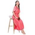 thumbnail image 1 of DWEEP SARA Caftan Uni en Satin Rouge et Rouge Pâle, Nuisette Courte à Manches Kimono, Vêtement de Nuit pour Femmes, Robe de Nuit, 1 of 2