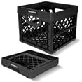thumbnail image 1 of CleverMade Collapsible Milk Crate 25L (6.6 Gal), 50 lb Capacity Heavy Duty Folding Crate  Stackable Storage Crates with File Rails, Plastic Collapsible Crates - Obsidi, 1 of 8