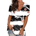 thumbnail image 1 of Débardeurs Grande Taille pour Femmes Col Rond Imprimé T-Shirts Manches Courtes Blouse Ample Col en V T-Shirt Femmes en Solde, 1 of 5