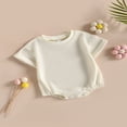 thumbnail image 3 of Barboteuse Unisexe Bébé Garçon Fille à Manches Courtes en Tricot Gaufré, Justaucorps à Bulles, Col Rond, Vêtements d'Été, 3 of 8