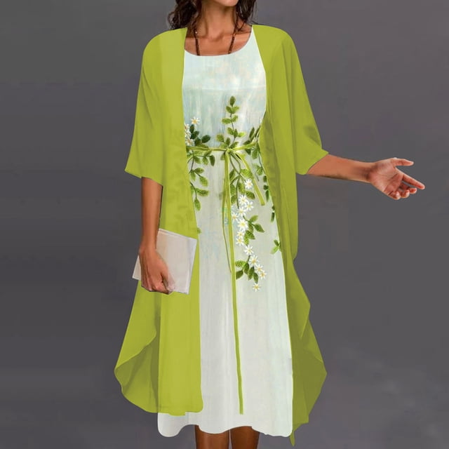 FcBaudy Robe Sans Manches à Col Rond, Robes d'Été pour Femmes, Robes pour Femmes Mode Femmes Décontractée Robe Sans Manches à Col en V Unie Manteau à Manches Longues Ensemble Deux Pièces Jupes Rebondissantes pour Dames de Tous Côtés