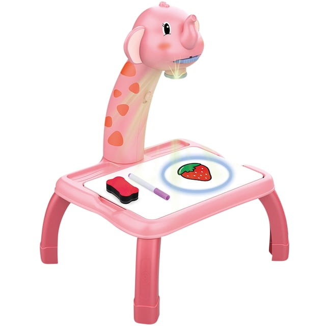 Pink Kids Projection Drawing Board With Light Table And Crayons For Art Activities Educational Gift Age 3 Plus Plastic