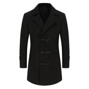 Pisexur Trench Coat for Men Men Casual Cardigan Solid Long Sleeve Pockets Turn Down Collar Outwear Coat Wool Coat Men Men Winter Jacket