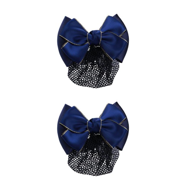 Baohd Wide Application Bow Work Hair Clips For Various Occasions Professional Hair Plate Mesh Pocket Gold rim - Blue 2Set