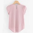 thumbnail image 3 of Chemise Décontractée pour Femme en Chiffon Uni à Manches Courtes et Col Rond, Blouse à Manches Courtes (Rose, M), 3 of 6