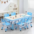 thumbnail image 1 of GloryStar 47.2" Height Adjustable Kids Table & 6 Chair Set, Non-Slip Legs, Perfect Preschool Activity Desk for Ages 2-10, 1 of 9