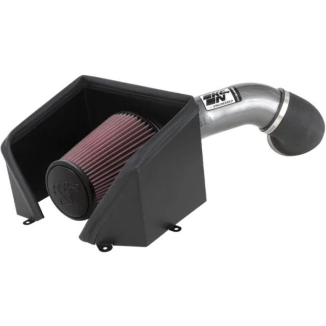 K & N Filters Cold Air Intake 77-3103KC 77 Series; Gunmetal Gray Aluminum Tube; Red Filter; With Heat Shield