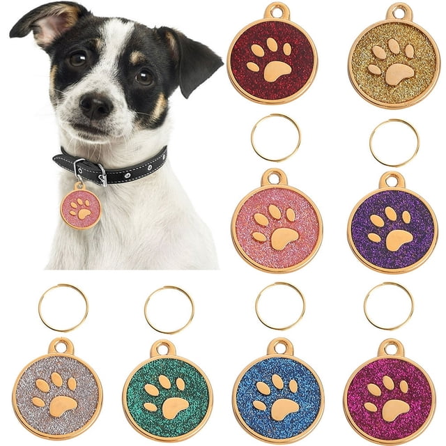 10Pcs Pet Dog Cat ID Tag Claw Engraved Collar Pendant Key Holder Bag Decor