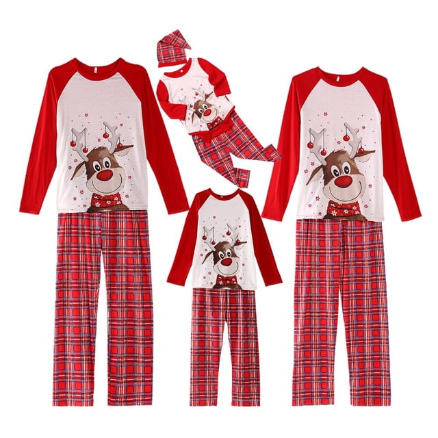 Family Matching Parent-child Pajamas Set Cartoon Plaid Sleepwear Homewear Sets