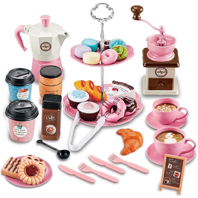 DEBGFS Ensemble de 38 Pcs Unique de Jeu de Rôle Interactif pour Fête du Thé pour Filles Enfants