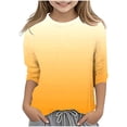 thumbnail image 1 of Splozh T-Shirts à Manches Longues pour Fille T-Shirt Décontracté à Col Rond à Manches Trois Quarts T-Shirt Régulier Basique Haut à Manches 3/4 Jaune, 8-9 Ans, 1 of 5