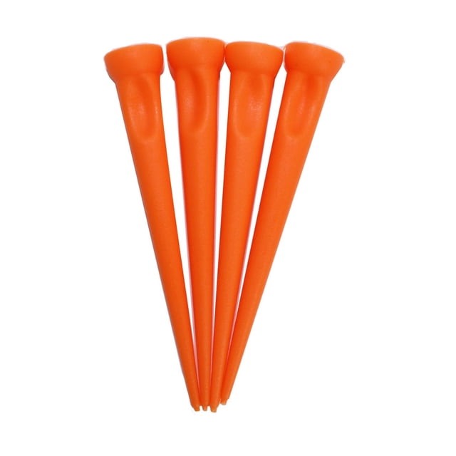 3 1/4 inch (82mm) Hep Tee PRO orange plastic golf tees pack of 4, featuring unbreakable, polished surface tees with multifunction tips for stability, easy insertion, and consistent ball placement, suitable for practice and competitive play.