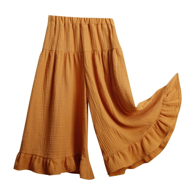 Liyamei Girls' Solid Color Lace Wide Leg Pants,4-5 Years