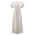 thumbnail image 4 of Kcodviy Robe d'Été Confortable et Ample à Col Montant pour Femmes, Couleur Unie, Manches Courtes, Robes d'Été pour Femmes, Plage avec Manches, Longue Robe, 4 of 6