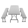 thumbnail image 2 of UsRHHA Waterproof Elastic Table Cover Set for Outdoor Picnic, 3-Piece Vinyl Tablecloth with Flannel Backing Fits 30x72 Inch Table, Patio Table Protector, 2 of 6