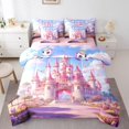 thumbnail image 1 of Erosebridal Princess Castle Bed in a Bag King size, Fantasy Fairy Tale Bed Set, Pink Purple, Reversible 7 Pieces, 1 of 5