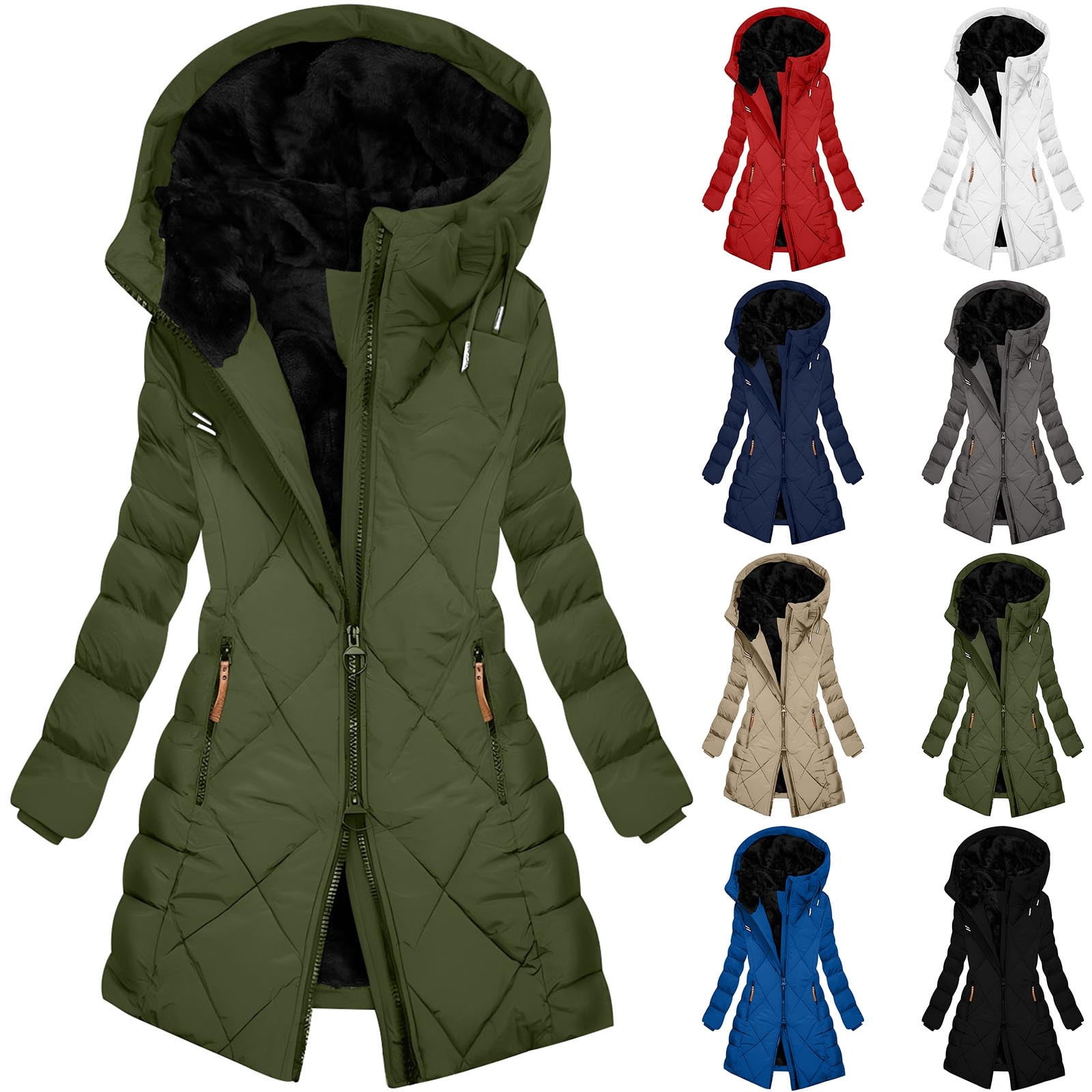 YOIAVAIOY Plus Size Long Puffer Coat Women Hooded Winter Quilted Jackets Thicken Parka Warm Down Jacket Windproof Waterproof Outerwear Gray XXXXL