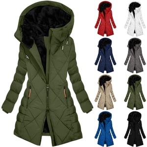 YOIAVAIOY Plus Taille Long matelassée Coat Femmes à capuche Hiver Vestes matelassées Thicken Parka Warm Down Veste Windproof Imperméable Vêtements de dessus Gris XXXXL
