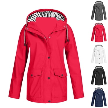Fall Savings!Womens Raincoats/ Jackets,Womens Long Rain Jacket Lightweight Waterproof Windproof Rain Coat Drawstring Zip Up Windbreaker Outdoor Trench Coat ,Womens Raincoats Outdoor Waterproof