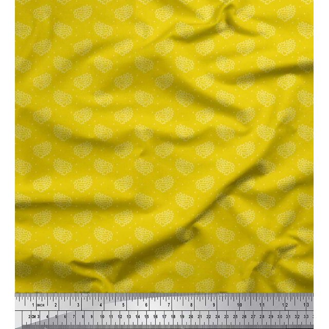Soimoi Poly Georgette Fabric Dot & Paisley Fabric Prints By Yard 42 Inch Wide