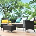 thumbnail image 1 of Gymax Ensemble de Conversation en Rotin pour Patio 4 Pcs, Extérieur, avec Coussin Brun, 1 of 10