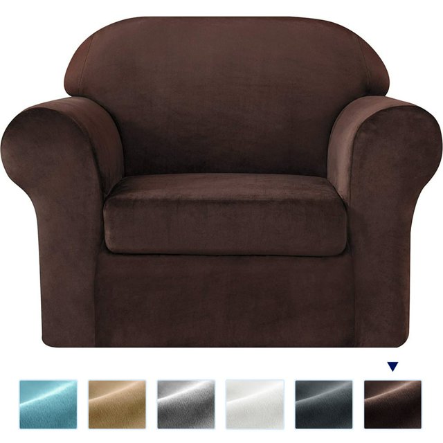 Housse de Canapé Extensible en Velours 4 Pcs 2024, Housse de Protection Séparée pour Coussins (Canapé Sable)