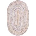 thumbnail image 3 of Safavieh Tressed Collection BRD210B Fait à la Main Boho Réversible Coton Zone Tapis, 5' x 8' Ovale, Ivoire / Multi, 3 of 5
