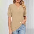 thumbnail image 2 of Liquidation d'Économies! Hauts pour Femmes Grande Taille, Blouse d'Été à Manches Courtes pour Femmes, Blouse Décontractée à Manches Courtes Unie pour Femme à Col en V, 2 of 5