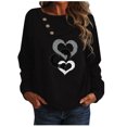 thumbnail image 1 of Nouveaux Hauts pour Femmes 2023 Mode Décontractée Couleur Unie Bouton Impression Amour Manches Longues Col Rond Hauts Grande Taille Chemise à Manches Longues pour Femmes, 1 of 5