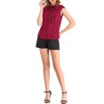 thumbnail image 2 of INSPIRE CHIC Women's Tie Neck Cap Sleeve Button Down Ruffle Summer Shirt, 2 of 6