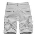 thumbnail image 4 of Birdeem Men Casual Solid Zipper Button Pockets Elastic Waist Cropped Cargo Shorts, 4 of 12