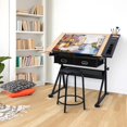 thumbnail image 3 of BBBuy MDF Drafting Table Desk Art&Craft Work Station Drawing Desk Height Adjustable Craft Table w/Stool and 3 Storage Drawers for Home Office School Study Room, 3 of 5