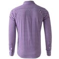 thumbnail image 3 of Pompotops Homme Automne Décontracté Coupe Ajustée Manches Longues Col Rabattu à Carreaux Haut Blouse Chemise en Solde, 3 of 3