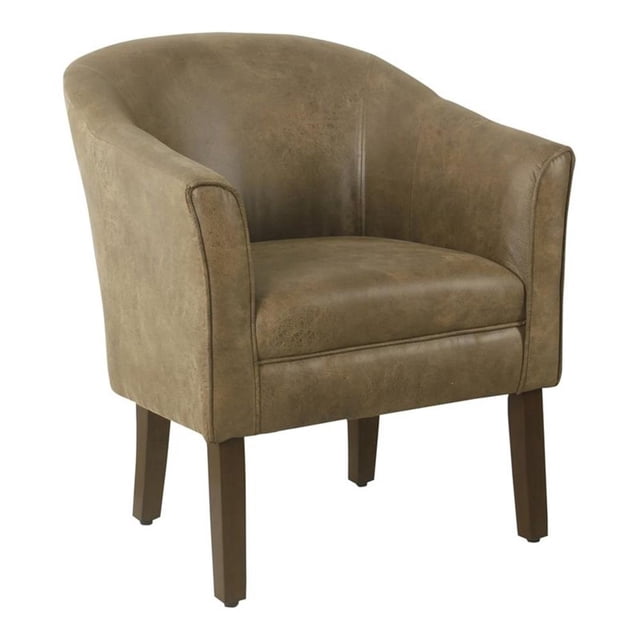 HomePop Fauteuil d'Appoint Transitionnel en Bois et Similicuir, Brun